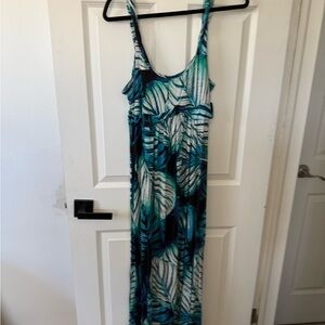 New York & Company Teal, Blue and White Patterned Top